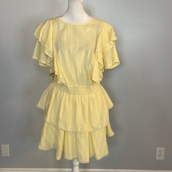 [SHABBY CHIC] Yellow Ruffle Knit Dress - Size Large NWT - Picture 1 of 7